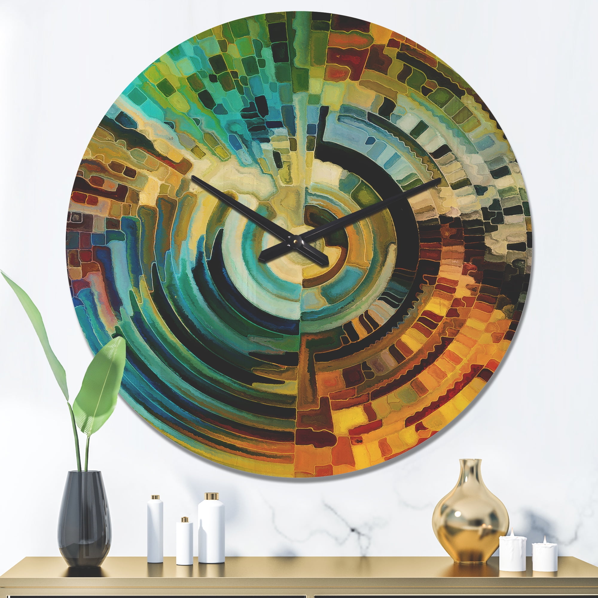 Aja Baby Europa Designart 'Spiral Paths of Stained Glass' Modern Wood Wall Clock -  Walmart.com