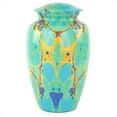 thumbnail image 2 of 11" Aluminum Cremation Funeral Urns for Adult Human & Pet Loss | Handcrafted Burial Funeral Urns for Cremated Ash Remains Storage (Amoeba Green), 2 of 3