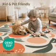 thumbnail image 4 of ODIKA 4'x6' Orange Green Vibrant Orchard Inspired Washable Area Rug Botanical Patterns with Modern Artistic Flair for Bedroom, Reading Nook, Pet Friendly & Non-Shedding, 4 of 7