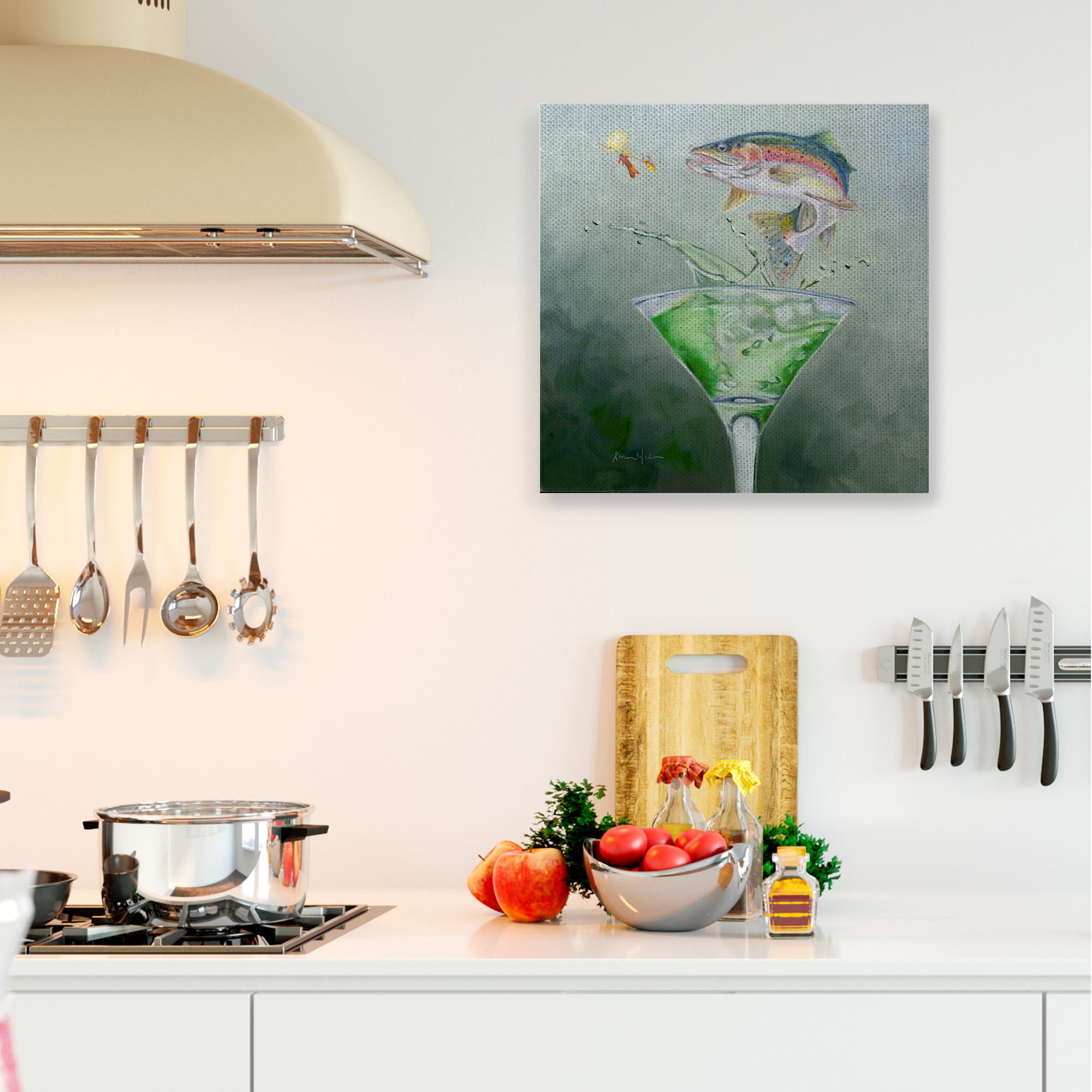 Stupell Industries Fishing for Rainbow Trout Martini Cocktail Canvas Wall Art by Karen Weber Fine Art