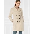 thumbnail image 3 of Unique Bargains Women's Notched Lapel Double Breasted Winter Long Trench Coat, 3 of 7