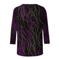 thumbnail image 5 of Dasayo Tops for Women Trendy 3/4 Sleeve Loose Purple Graphic Prints Crewneck Blouses Womens Tees XXL, 5 of 9