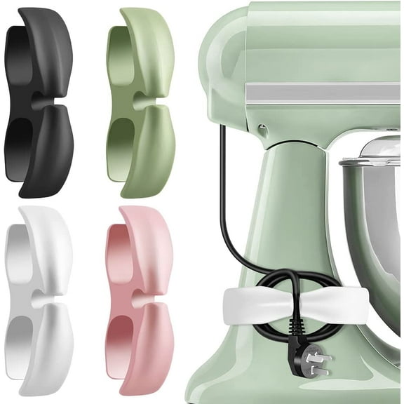 Cord Organizer for Kitchen Appliances 4 Pack Cord Winder Cord Wrapper Power Cord Holder Upgraded Adhesive Stick on Cord Keeper Cable Wrap for Appliances（1Black 1White 1Green 1Pink）,