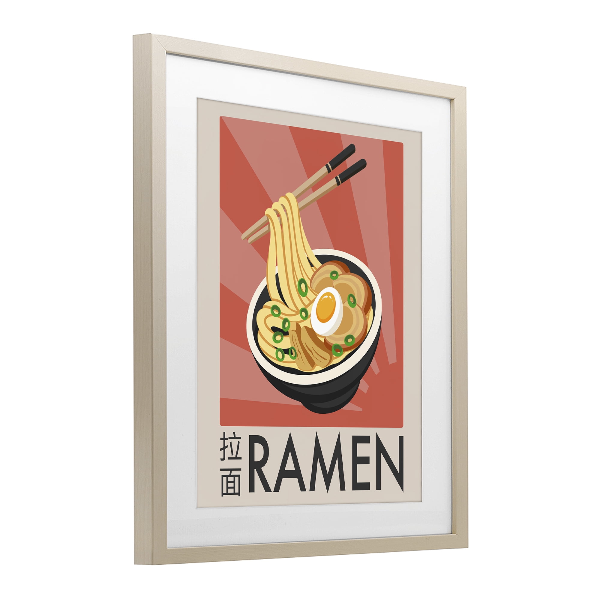 Stupell Industries Iconic Ramen Poster Birch Framed Print Under Glass, design by Marcus Prime