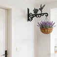 thumbnail image 3 of Elegant Bird Pattern Wall Hooks -  Metal Plant Hangers for Indoor & Outdoor - Rust-Resistant Bracket for Plants, Feeders, Chimes, Lanterns (1, Black), 3 of 8