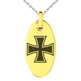 thumbnail image 3 of Stainless Steel Pattee Iron Cross Engraved Small Oval Charm Pendant Necklace, 3 of 4