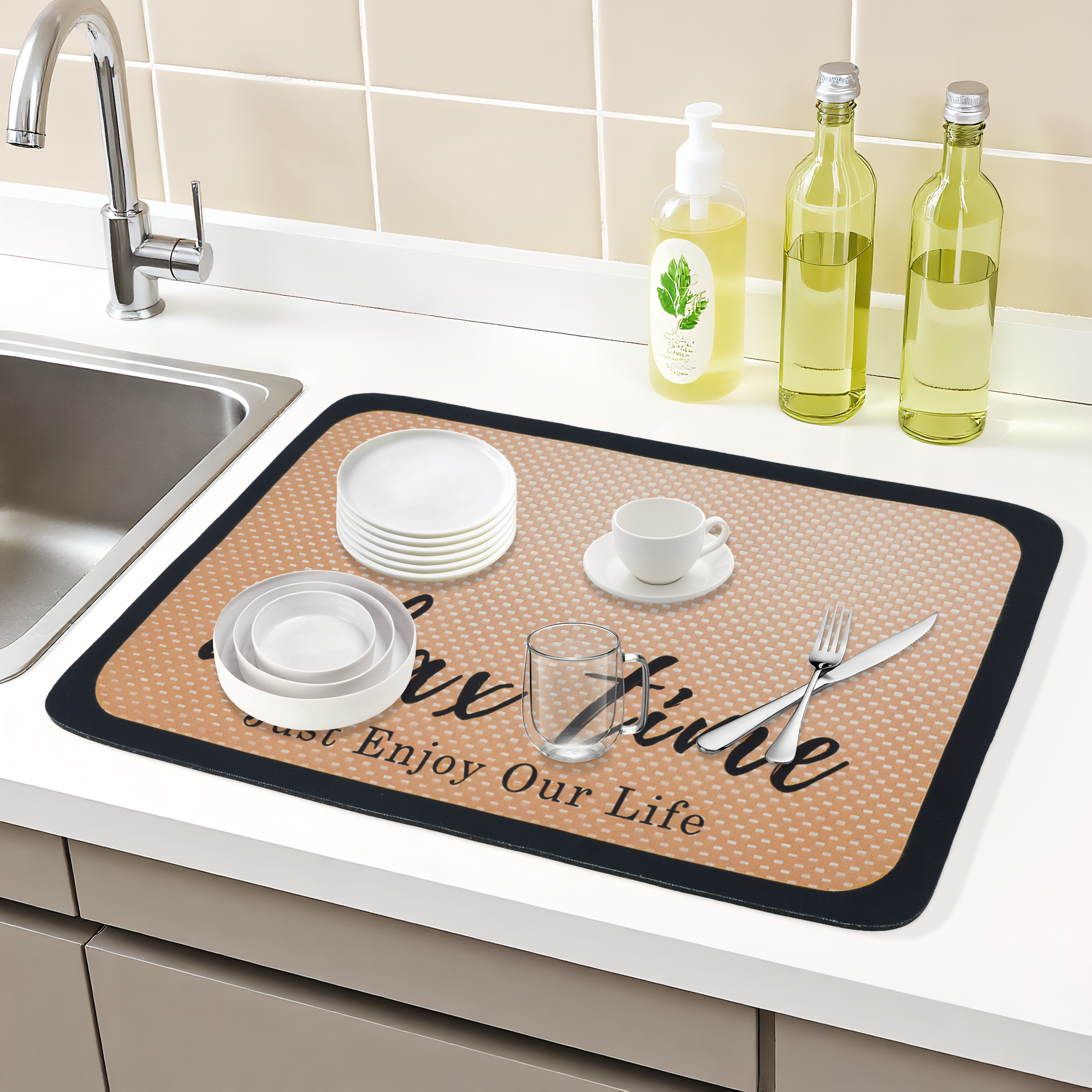 Unique Bargains Diatomaceous Coffee Bar Mat Quick Dry Dish Drying Mats Coffee 19.7*15.7 in