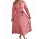 thumbnail image 3 of Vestido Plisado de Larga con Cuello en V y Lunares para Mujer, Informal, Holgado y con Cinturón Rosa L, 3 of 10