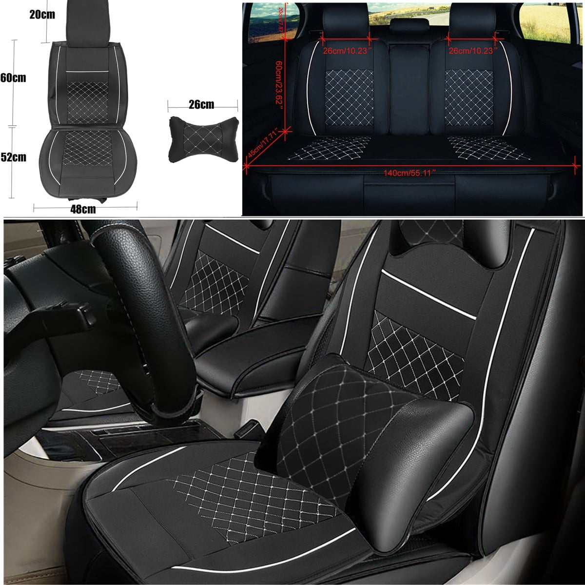 11 In 1 Sedan Suv 5 Seats Cover Pu Leather Car Seat Front Rear