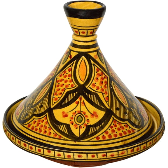 Moroccan Handmade Serving Tagine Exquisite Ceramic With Vivid colors Original 8 inches Across