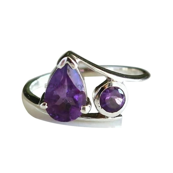 Solid 925 Sterling Silver Ring For Womens, Natural Amethyst Ring Gemstone Unique Handcrafted Ring For Her