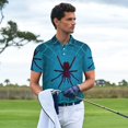 thumbnail image 3 of Yiaed Spider And CobwebPrint Men's Short Sleeve Polo Shirt,Golf Polo for Men Three-Button Golf Shirt Athletic Casual Collared T-Shirt- Small, 3 of 7