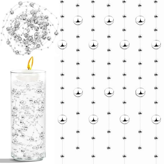 Perlas de plata Cusvation, 50 unidades, 1,3 pies, 10+5 mm