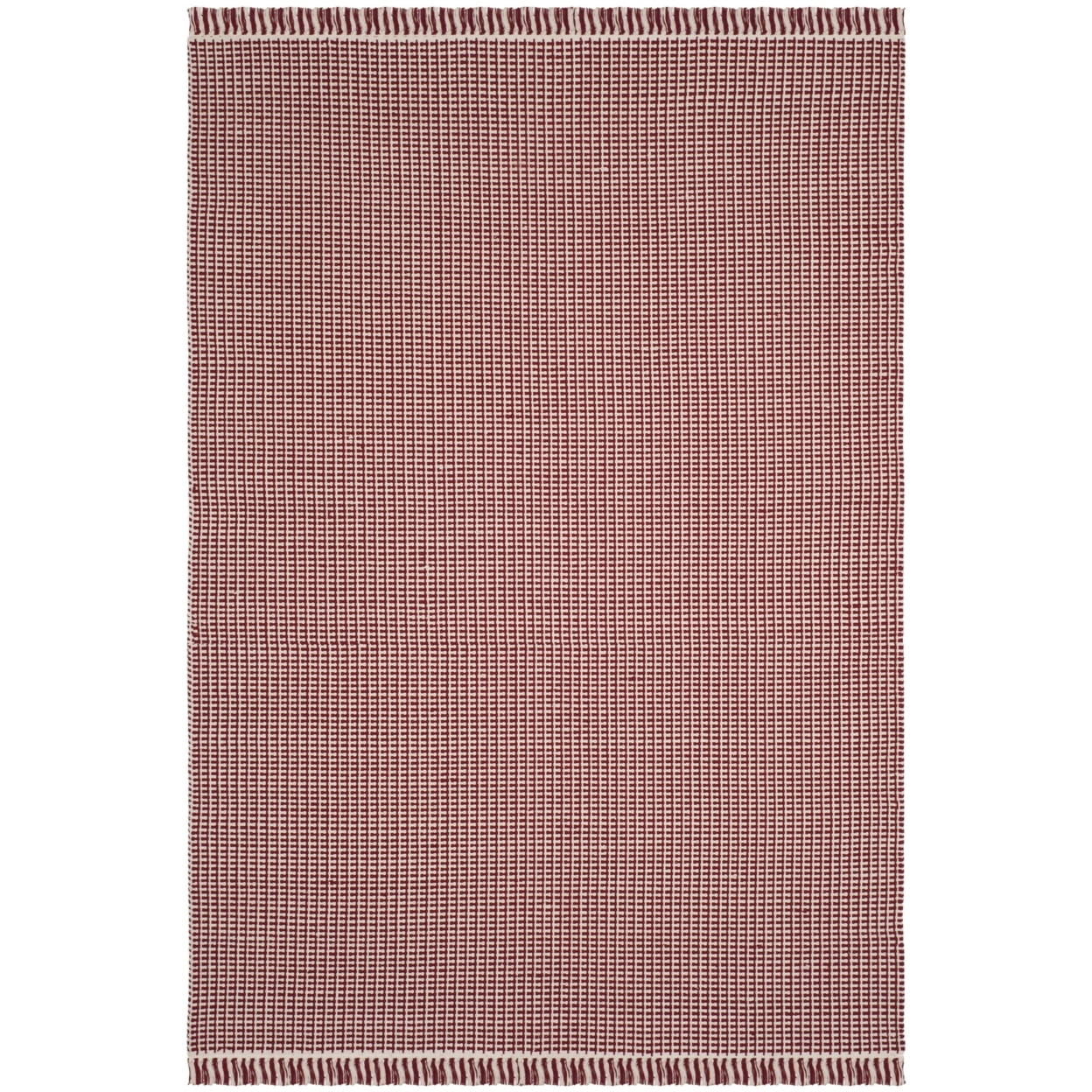 SAFAVIEH Montauk Patton Geometric Cotton Area Rug, Ivory/Red, 3' x 5'