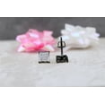 thumbnail image 3 of Dazzlingrock Collection Round White Diamond Square Shape Unisex Screwback Stud Earrings (0.10 ctw, Color I-J, Clarity I2-I3) in 10K Black Plated White Gold, 3 of 5