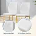 thumbnail image 5 of Luxury White PU Leather Dining Chairs Set of 4, Modern Gold Metal Legs, Ergonomic Stripe Backrest, Comfortable &amp; Durable for Dining Room, Kitchen, Living Spaces, 5 of 26