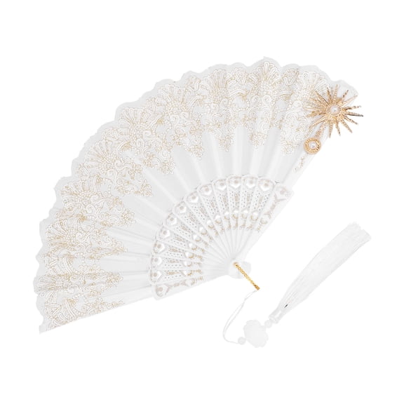 FELTECHELECTR 1Pack Lace Fans With Plastic And Cloth For Elegant Weddings And Dance Performances