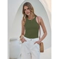 thumbnail image 4 of ANRABESS Racerback Tank Tops for Women Ribbed High Neck Tank 2026 Summer Sleeveless Shirts Slim Fitted Basic Tees Casual Workout Tops Army Green XS, 4 of 10
