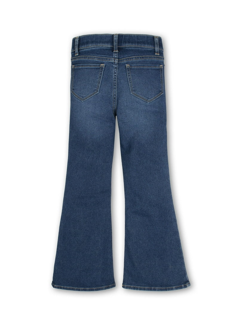 【WONDER WONDER】diagonal line cut washing L wide denim PT Wonder Nation Girls Fashion Flare Jegging, Sizes 4-18 & Plus