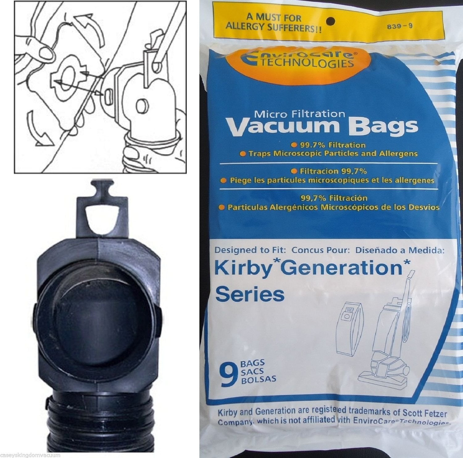 Replacement Vacuum Bag F/ Kirby 204811 839 Vacuum Model 2 Pack