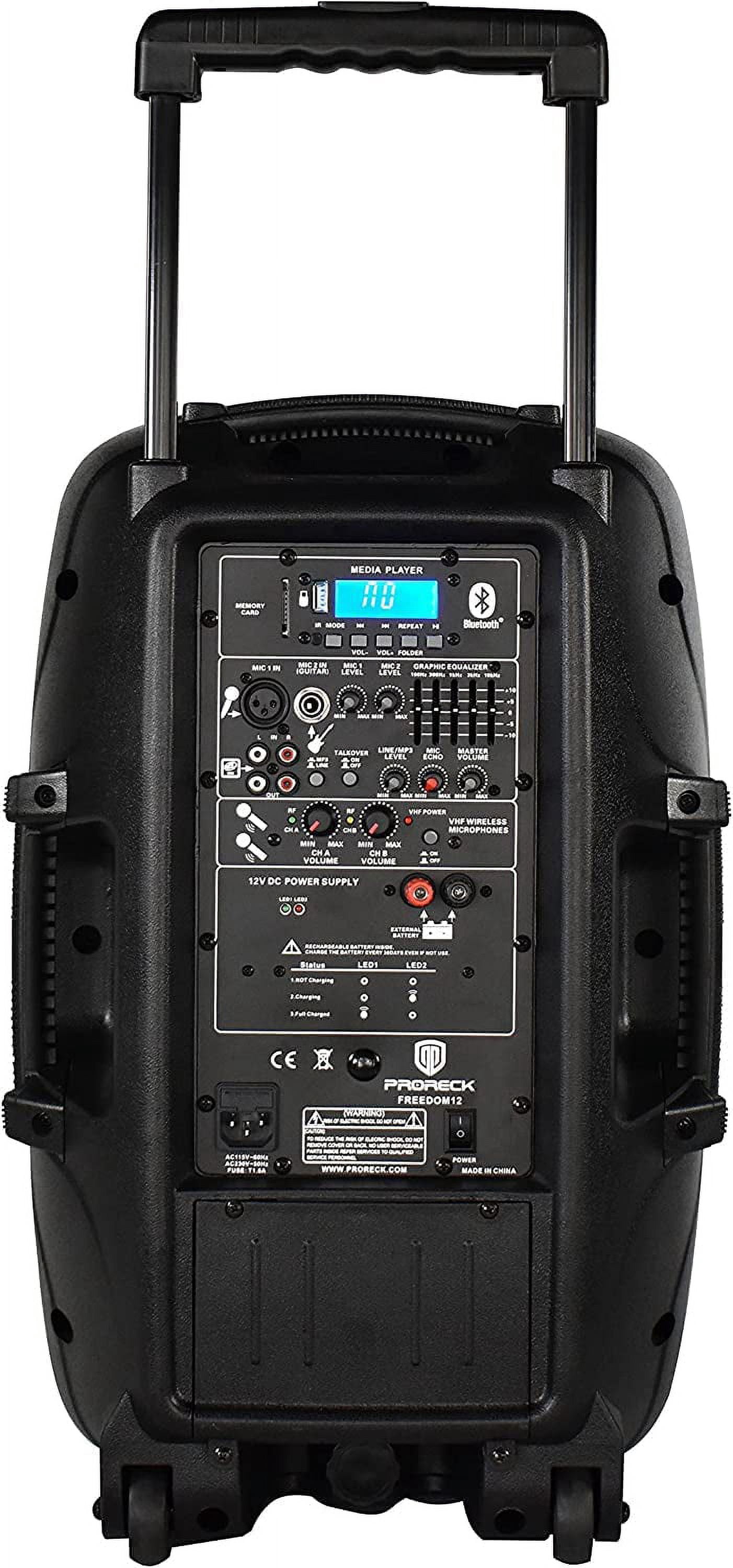 PRORECK Freedom 12 Portable Wireless 12-inch 500 Watt Powered Dj/PA Speaker Karaoke System