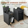 thumbnail image 4 of YOCWO Fluted Narrow Nightstand with Charging Station for Bedroom, Wood End Table with Drawer and Door for Living Room, Black, 4 of 8