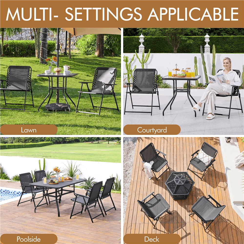 Renwick Set of 2 Outdoor Folding Dining Chairs with Armrests, Dark Gray