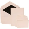 JAM Paper Wedding Invitation Combo Set, White Card with Black Lined Envelope with Ivory Heart Jewel, 1 Small & 1 Large, 150/pack