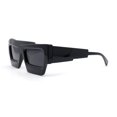 thumbnail image 3 of Funky 80s Asymmetrical Rectangle Thick Plastic Horn Rim Arm Sunglasses All Black, 3 of 4