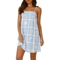 thumbnail image 1 of SUNSIOM Femmes Été Sans Manches Mini Robe Spaghetti Bretelles Dos Nu Graphique Imprimer une Ligne Robe Plage Robe de Soleil, 1 of 8