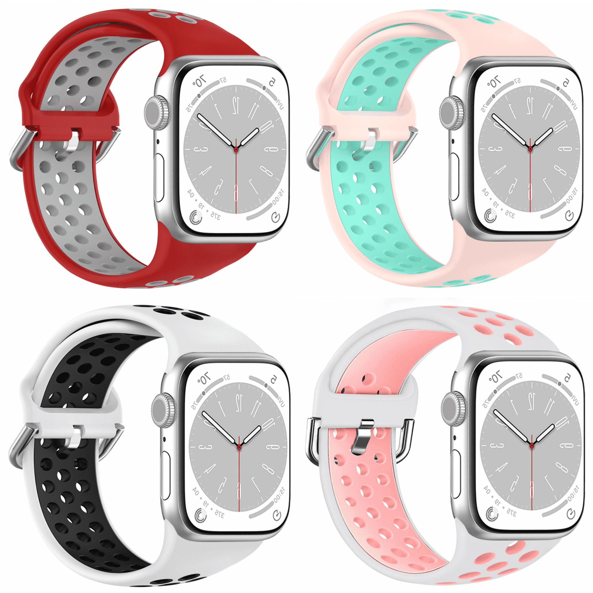 Pailebi Band Compatible with Apple Watch 42/44/45/46/49mm,Straps Replacement for iWatch Series 10 9 8 7 6 5 4 3 2 1 SE/SE2/Ultra/Ultra 2(42/44/45/46/49MM,White/Black+Blue/Gray+White/Pink+Pink/Teal)