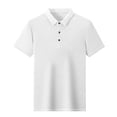 thumbnail image 5 of Polo Shirts for Men with Pocket Short Sleeve Vintage Striped V-Neck Oversized T Shirt Top Short Sleeve Stretch Classic Fit Button Down Golf Shirts Outdoor Sports Daily White, L, 5 of 6