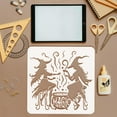 thumbnail image 3 of Witch Afternoon Tea Stencil for Painting 11.8x11.8 inch Reusable Cauldron of Witches Brew Drawing Template Large Witch Day Painting Stencil for Home Wood Furniture Floor Decoration, 3 of 7