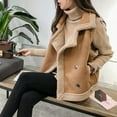 thumbnail image 4 of Lovskoo 2024 Women's Outerwear Vests Shearling Fleece Jacket Cropped Vest Zip Up Faux Leather Sleeveless Winter Coat with Pockets Khaki, 4 of 5