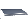 thumbnail image 1 of Outsunny Auvent Rétractable 12 Pieds x 8 Pieds Auvents de Patio Abri Pare-Soleil Gris, 1 of 10