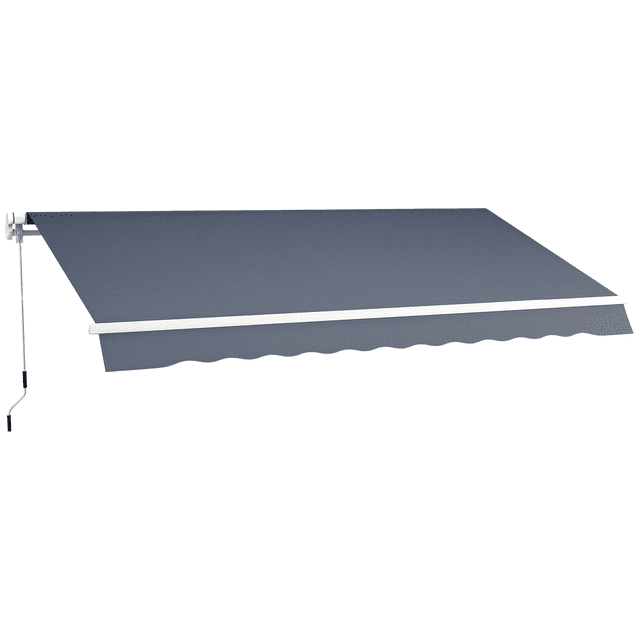 Outsunny Auvent Rétractable 12 Pieds x 8 Pieds Auvents de Patio Abri Pare-Soleil Gris