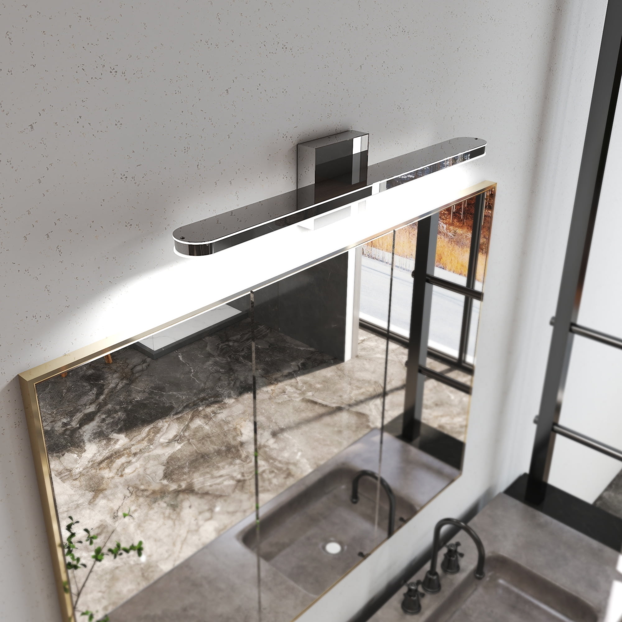 25.6 Inch 12W IP44 Chrome LED Bathroom Vanity Light Lamp Over Mirror Lighting Fixture Indoor Wall Sconce Modern Natural White 6000K