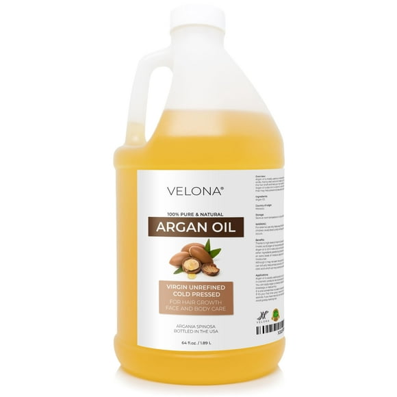 velona Argan Oil - 64 Fl Oz | 100% Pure and Natural | Morocco Oil | Stimulate Hair Growth, Skin, Body and Face Care | Nails Protector | Unrefined, Cold Pressed