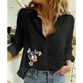 thumbnail image 4 of Jxximdong Button Up Shirts Women Women's Button Up Shirts V Neck Casual Long Sleeve Loose Shirt Tops Black Spring Tops L, 4 of 4