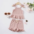 thumbnail image 4 of Liyamei Back To School Outfits For Girls, Toddler Summer Set, Sleeveless Romper with Shorts Casual Beach Wear Pink 9-12 Months, 4 of 6