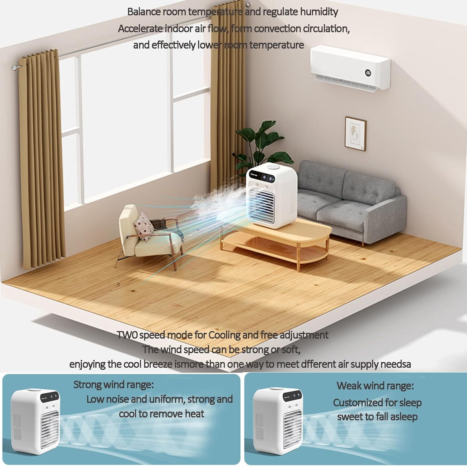 Mini Spray Air Conditioning Fan,Desk Fan with Cold Water Tank,Silent Desktop Cooling Fan, USB Rechargeable,Portable Home Office Car Small Air Cooler