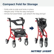 Drive Medical Nitro Sprint Rollator Rolling Walker, Tall, Red