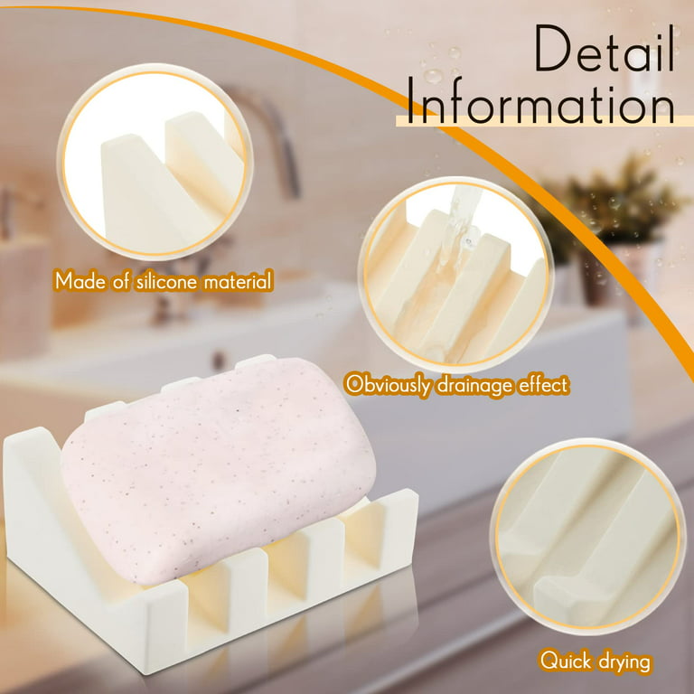 Silicone Soap Dishes with Draining Bathroom Bar Soap Holder for