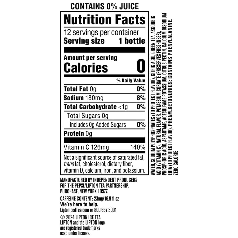 Lipton Zero Sugar Green Tea Mixed Berry, 16.9 fl oz, 12 Pack photo 6