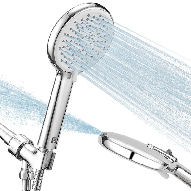 Cabezal de ducha de mano de alta presión de 3 ajustes con manguera de acero inoxidable de 59" y montaje ajustable, ideal para baño