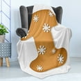 thumbnail image 4 of Christmas Alphabet Soft Flannel Fleece Blanket, New Year and Merry Xmas Concept Letter I Design on Plain Backdrop, Cozy Plush for Indoor and Outdoor Use, 70" x 90", Ginger and White, by Ambesonne, 4 of 5