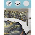 thumbnail image 4 of Tropical Plant King Size Down Alternative Comforter, Lightweight Comforter Quilt Bedding Set with Pillow Shams Summer Botanical Palm Tree Leaves Retro All Seasons Bed Comforter Duvet Insert 96"x106", 4 of 7