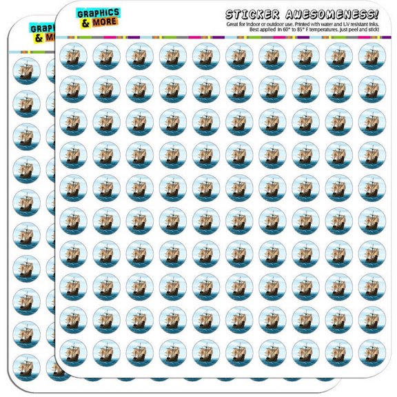 Pirate Ship Sail Boat Ocean 200 1/2" (0.5") Planner Calendar Scrapbooking Crafting Stickers