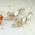 thumbnail image 2 of JENN ARDOR Women's Low Heels Slingback Bow Kitten Pumps Rhinestone Dressy Shoes, 2 of 5