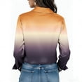 thumbnail image 3 of Uootdi Blouses for Women Dressy Casual Long Sleeve Collared Colorblock Print Button Front Relaxed Fit Office Casual Outfits Gift, 3 of 5